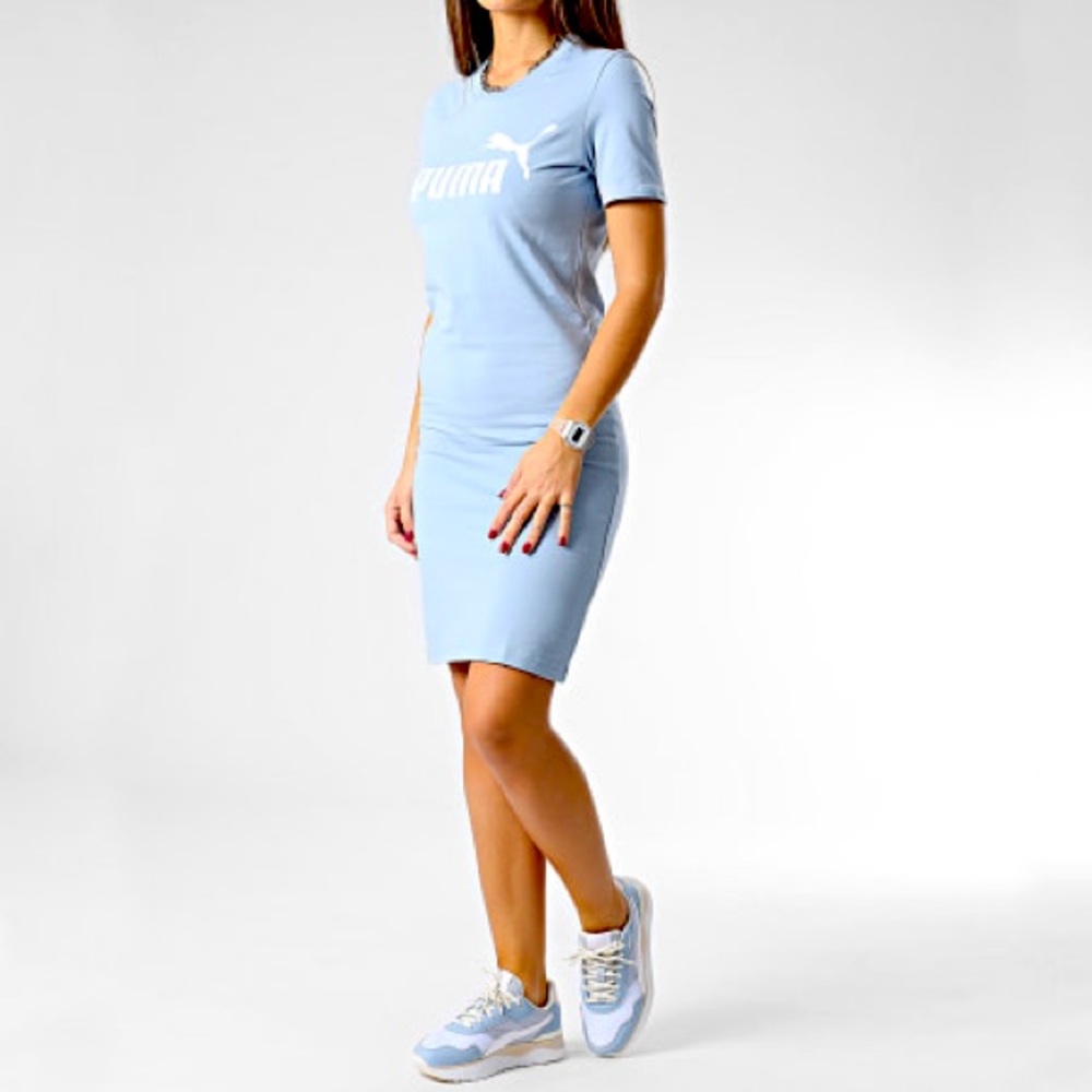 Puma Women's Slim Fit T-Shirt Dress Light Blue (size 2x)